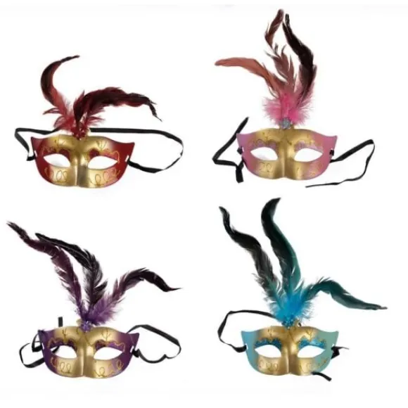 Loup Paillet Avec Plumes Couleur Al Atoire