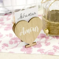 Marque En Place Bois Coeur Amour Naturel