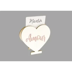 Marque En Place Bois Coeur Amour Rose Gold