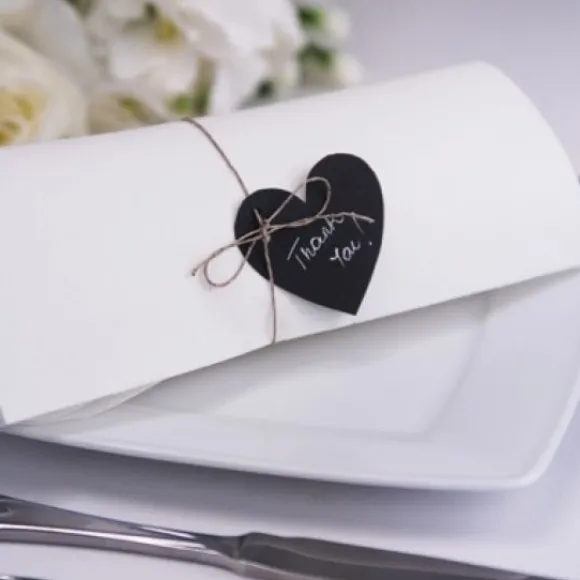 Marque Place Ardoise Coeur Naturel Avec Corde X 8 Pi Ces