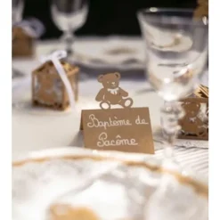 Marque Place Bapt Me Kraft Ourson X 20 Pi Ces