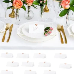 Marque Place Blanc Avec Coeur Rose Gold X 10 Pi Ces