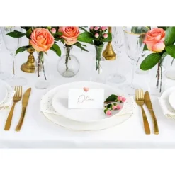 Marque Place Blanc Avec Coeur Rose Gold X 10 Pi Ces