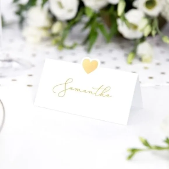 Marque Place Blanc Avec Coeur Or X 10 Pi Ces