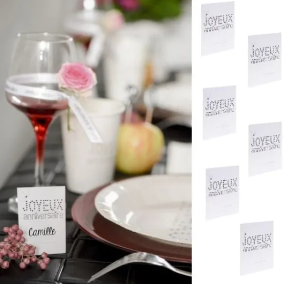 Marque Place Blanc Joyeux Anniversaire Blanc X 6 Pi Ces