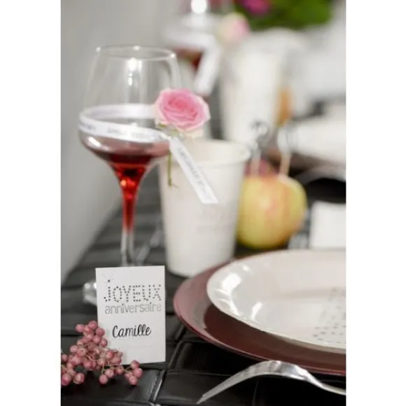 Marque Place Blanc Joyeux Anniversaire Blanc X 6 Pi Ces