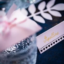 Marque Place Carton Avec Petits Coeurs Rose X 10 Pi Ces