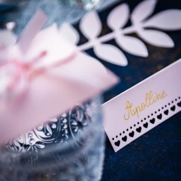 Marque Place Carton Avec Petits Coeurs Rose X 10 Pi Ces