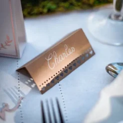 Marque Place Carton Avec Petits Coeurs Kraft X 10 Pi Ces