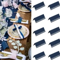 Marque Place Carton Avec Petits Coeurs Bleu Marine X 10 Pi Ces