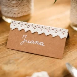 Marque Place Carton Kraft Et Dentelle X 10 Pi Ces