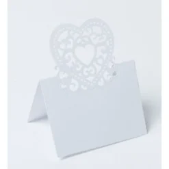 Marque Place En Carton Blanc Avec Coeur X 20 Pi Ces