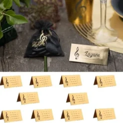 Marque Place En Carton Or Musique X 10 Pi Ces