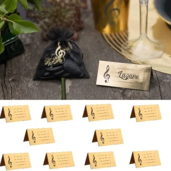 Marque Place En Carton Or Musique X 10 Pi Ces