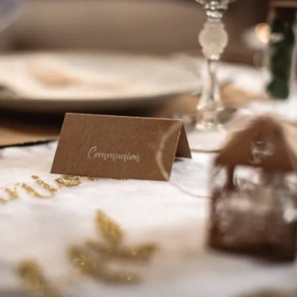 Marque Place Etiquette Communion Kraft X 20 Pi Ces