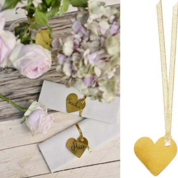 Marque Place Etiquette Coeur Avec Ruban X 12 Pi Ces