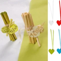 Marque Place Etiquette Coeur Avec Ruban X 12 Pi Ces