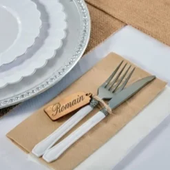 Marque Place Etiquette En Bois Rectangle Naturelle X 6 Pi Ces