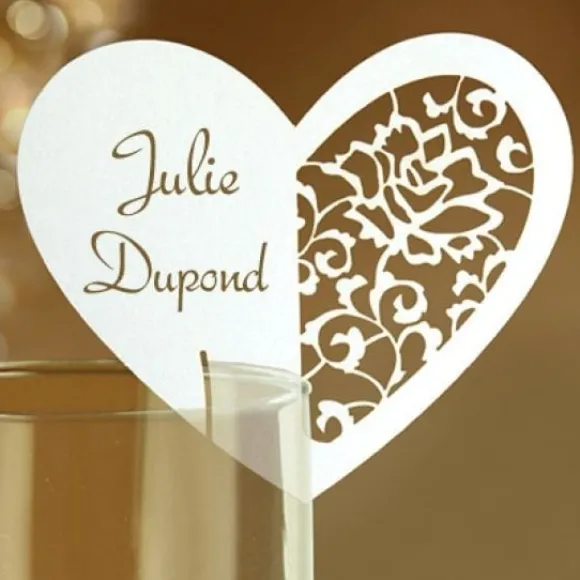 Marque Place Mariage En Carton Coeur X 10 Pi Ces