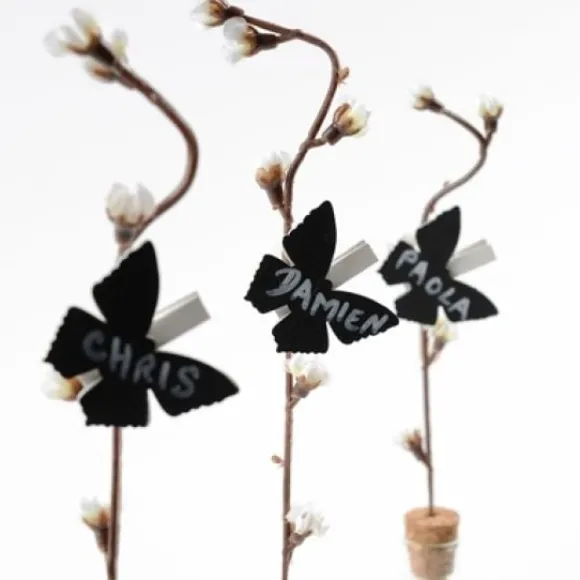 Marque Place Papillon Ardoise Blanc X 6 Pi Ces