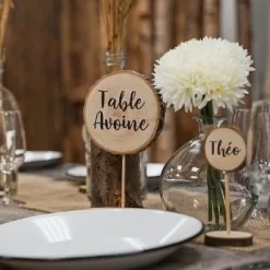 Marque Place Rondin De Bois Sur Tige X 10 Pi Ces