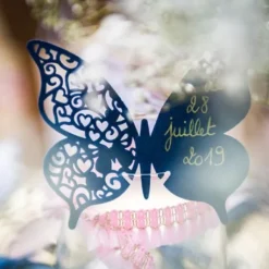 Marque Place Verre Papillon Bleu Marine X 10 Pi Ces