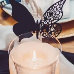 Marque Place Verre Papillon Bleu Marine X 10 Pi Ces