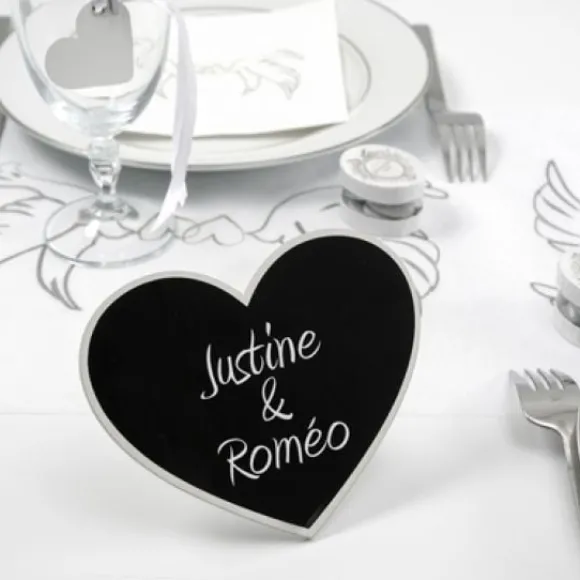 Marque Table Coeur Ardoise Blanc
