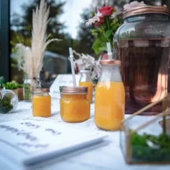 Mason Jar Rose Gold Avec Paille