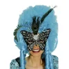 Masque Paon Noir Et Argent Avec Plume De Paon