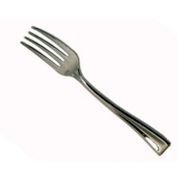 Mini Fourchette Argent Plastique Inox X 50 Pi Ces
