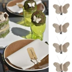 Mini Papillon Jute Sur Pince X 4 Pi Ces