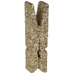 Mini Pince En Bois Paillet E Or X 12 Pi Ces