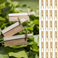 Mini Pince Linge En Bois Or Pour Deco Mariage X 24 Pi Ces