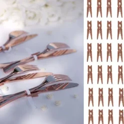 Mini Pince Linge En Bois Rose Gold Pour Deco Mariage X 24 Pi Ces