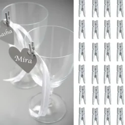 Mini Pince Linge En Bois Argent Pour Deco Mariage X 24 Pi Ces