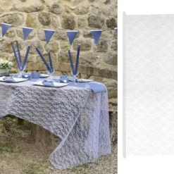 Nappe En Tissu Dentelle Blanche En Rouleau 5Mx120Cm