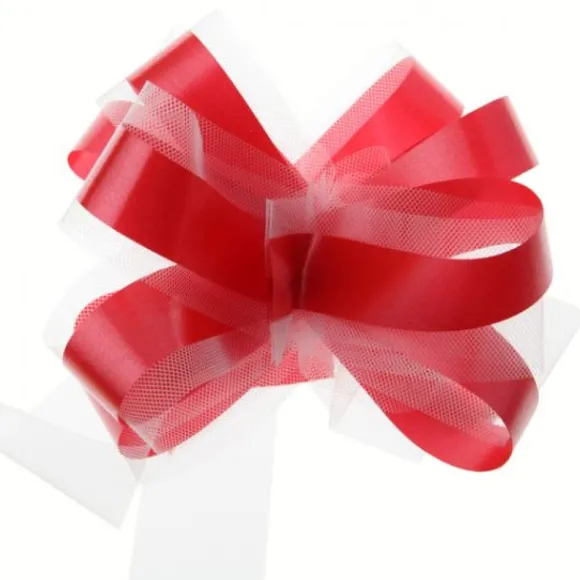 Noeud Automatique En Tulle Rouge X 5 Pi Ces