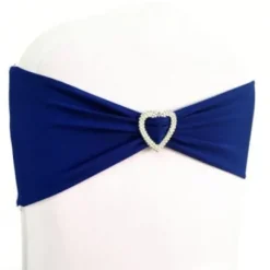Noeud De Chaise Mariage En Coeur Lycra Bleu Marine