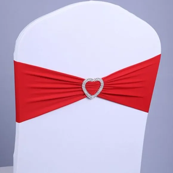 Noeud De Chaise Mariage En Coeur Lycra Rouge