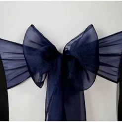 Noeud De Chaise Mariage En Organza Bleu Marine