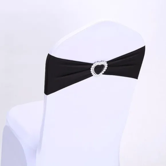 Noeud De Chaise Mariage En Coeur Lycra Noir