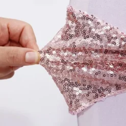 Noeud De Chaise Mariage Sequin Rose Gold