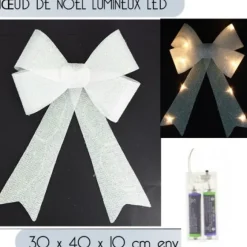 Noeud De Noel Blanc Lumineux Led