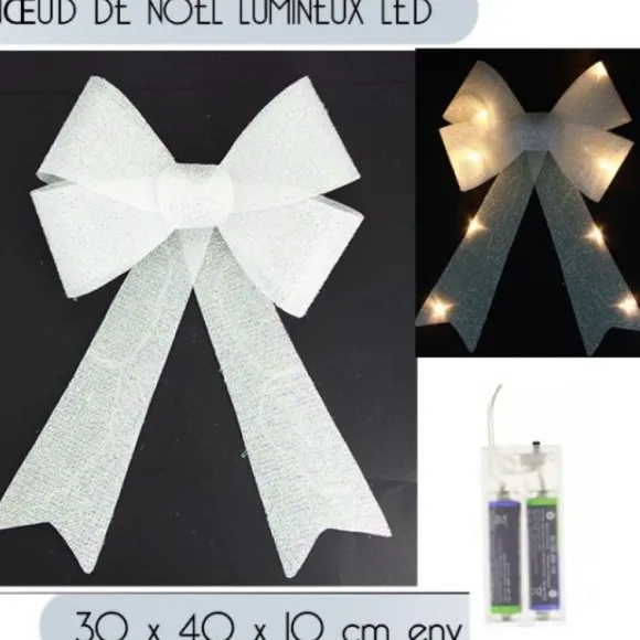 Noeud De Noel Blanc Lumineux Led
