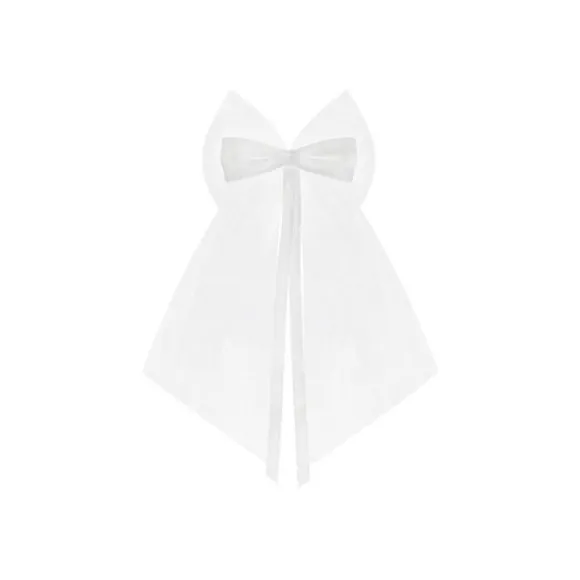 Noeud En Satin Et Tulle Blanc 18Cm X 2 Pi Ces