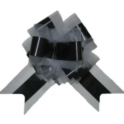 Noeud En Tulle Noir 50Cm X2