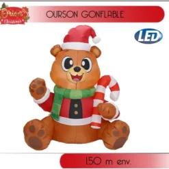 Ourson Gonflable Lumineux 150Cm