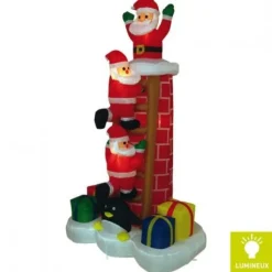 P Re Noel Gonflable Sur Echelle Lumineuse