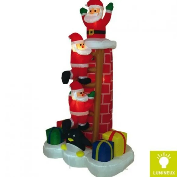 P Re Noel Gonflable Sur Echelle Lumineuse